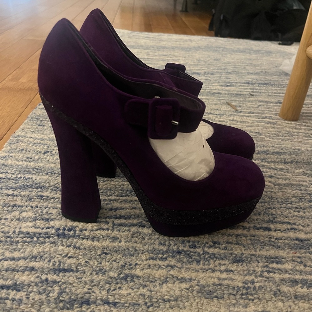 MIU MIU platform buckle purple heels - Picture 7 of 7